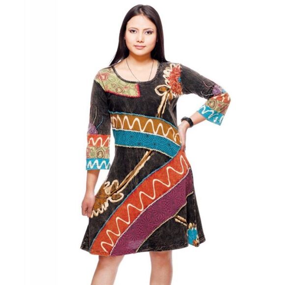 Rising International Mixed Material Stitched Dress Size Small - Picture 1 of 8